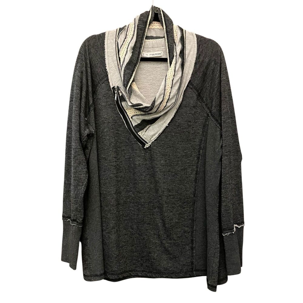 Maurices + layered scarf style cowl neck knit top
